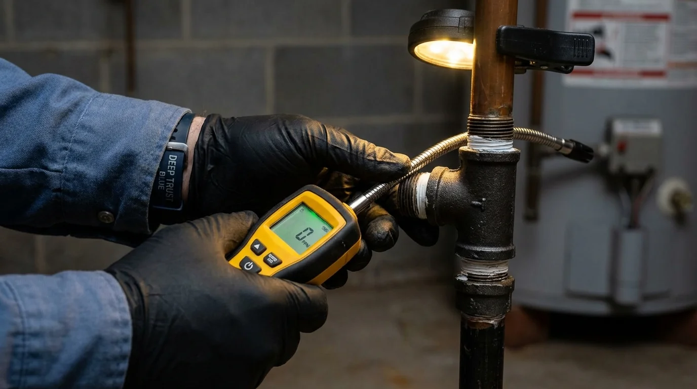 Gas leak detection with electronic sniffer by Johns Plumbing LLC in Mechanicville