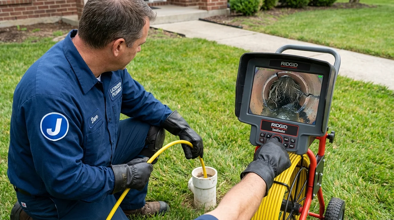 Sewer camera inspection being performed by Johns Plumbing LLC in Mechanicville