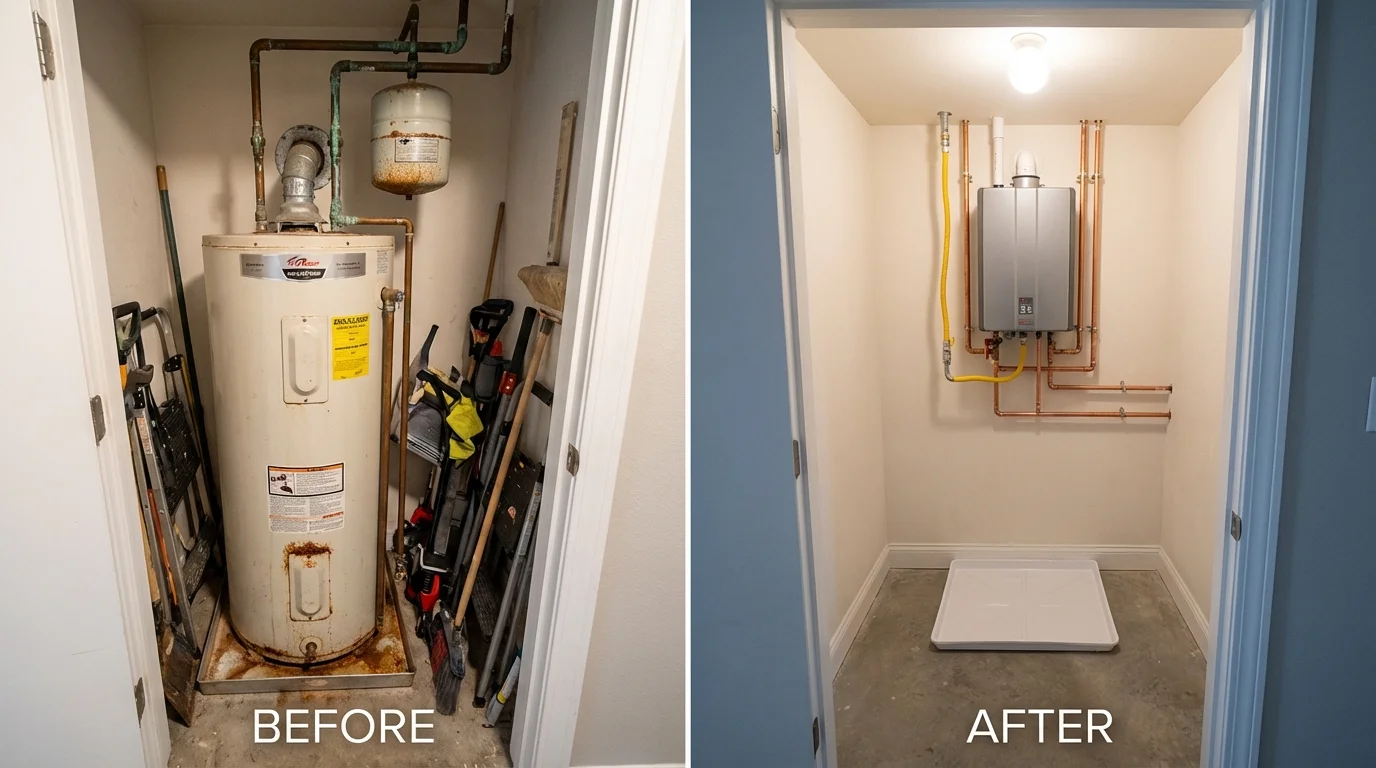 Tank water heater versus wall-mounted tankless unit comparison for Mechanicville, NY homeowners